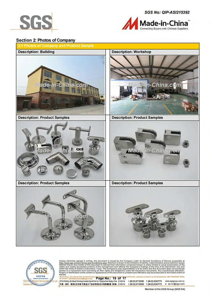 Stainless Steel Handrail Fittings by SGS