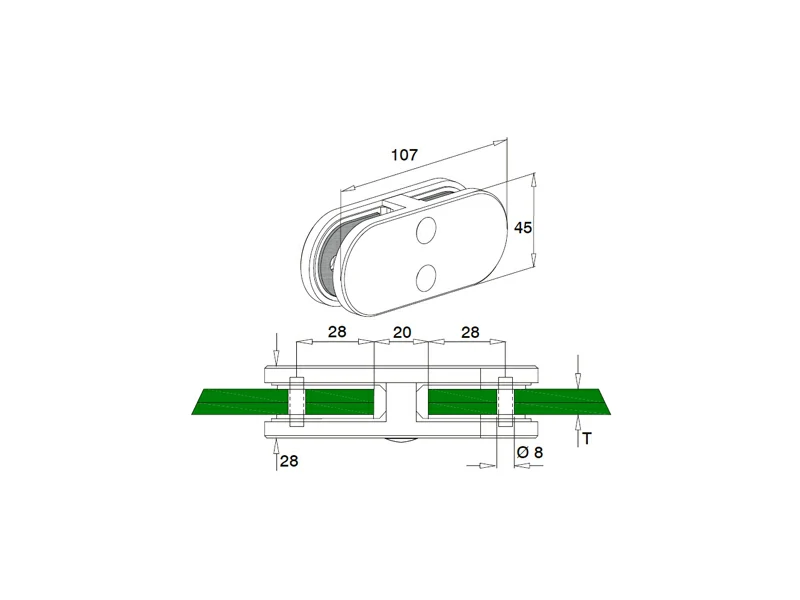 Glass Clamp Double Side Structure