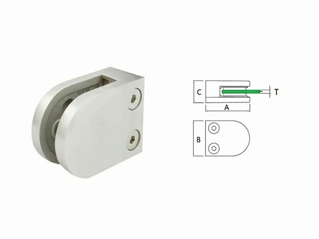 Small Glass Clamps D Type, Flat & Radius Back, For 6 and 8mm Glasses