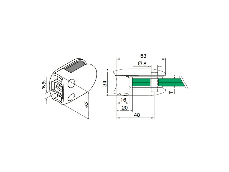 316 Glass Clamp Structure