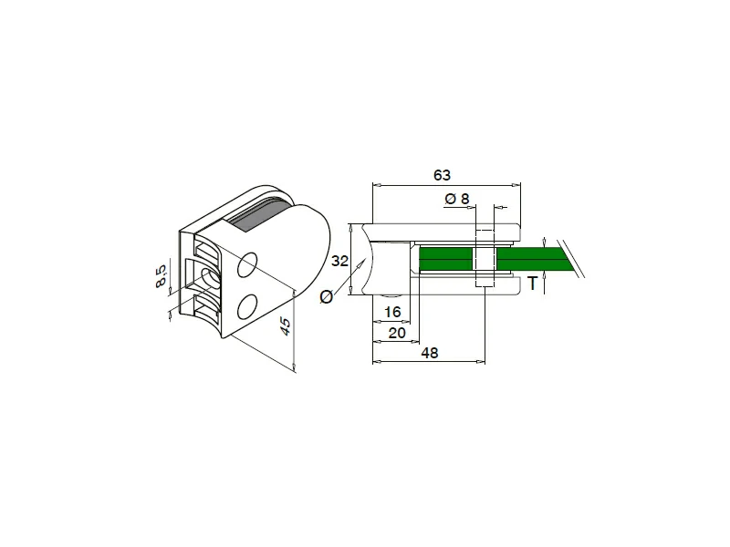Glass Balustrade Clamp D Type Structure
