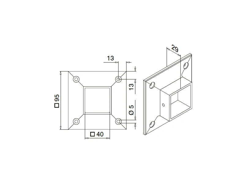 Square Tube Mounting Flange Structure