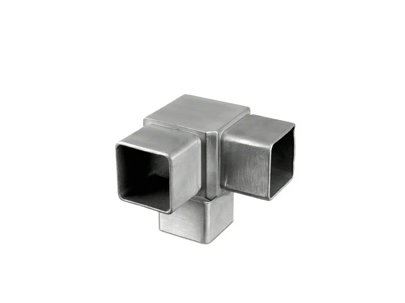 Stainless Steel Square 90° 3-way Tube Connector