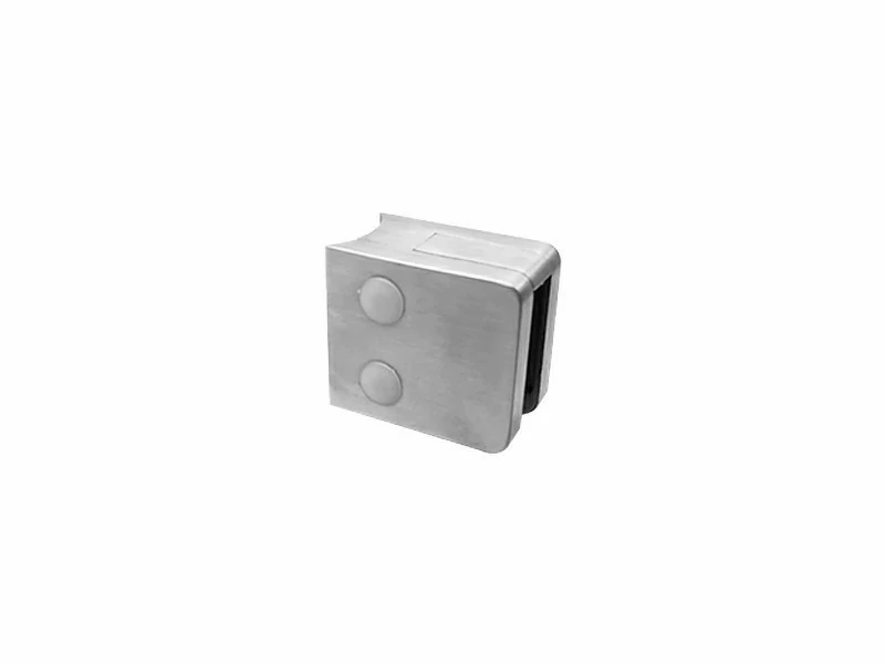 SS Glass Clamp Square Type with Safety Plate, Flat & Radius Back