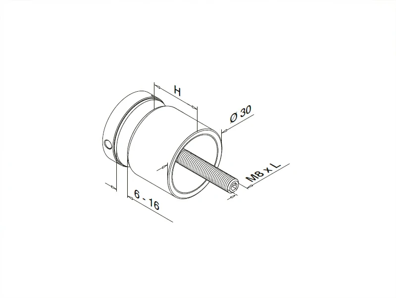 Glass Holder Ø30 mm / Flat HeadStructure