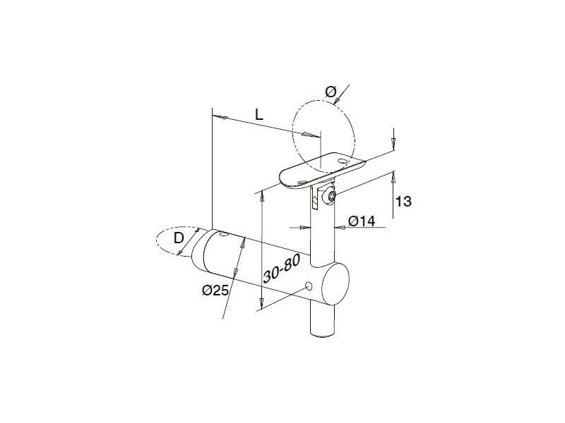 Stainless Steel Glass Handrail Bracket Adjustable Structure