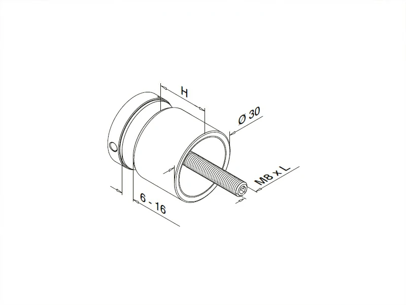 Galss Standoffs Ø30 mm Dome Head Structure