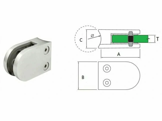 D Glass Clamp Middle Type