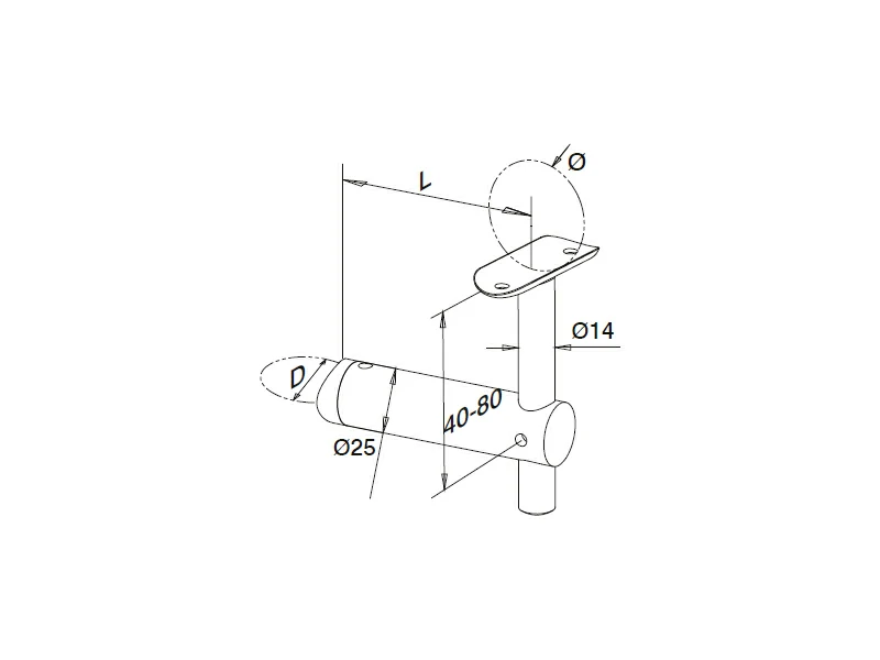 Handrail Bracket Tube to Tube Structure