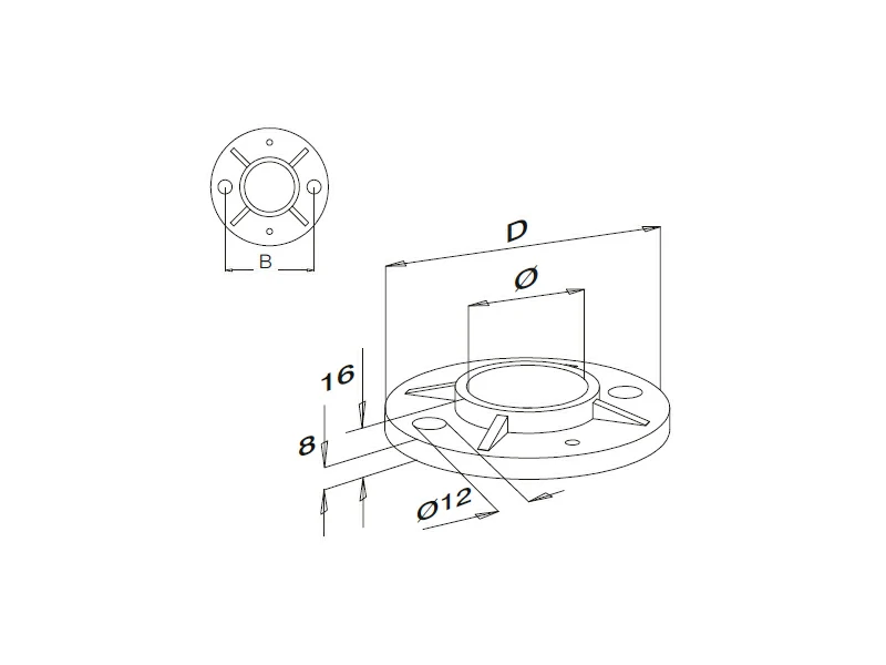 Weld Handrail Post Base Plate Structure