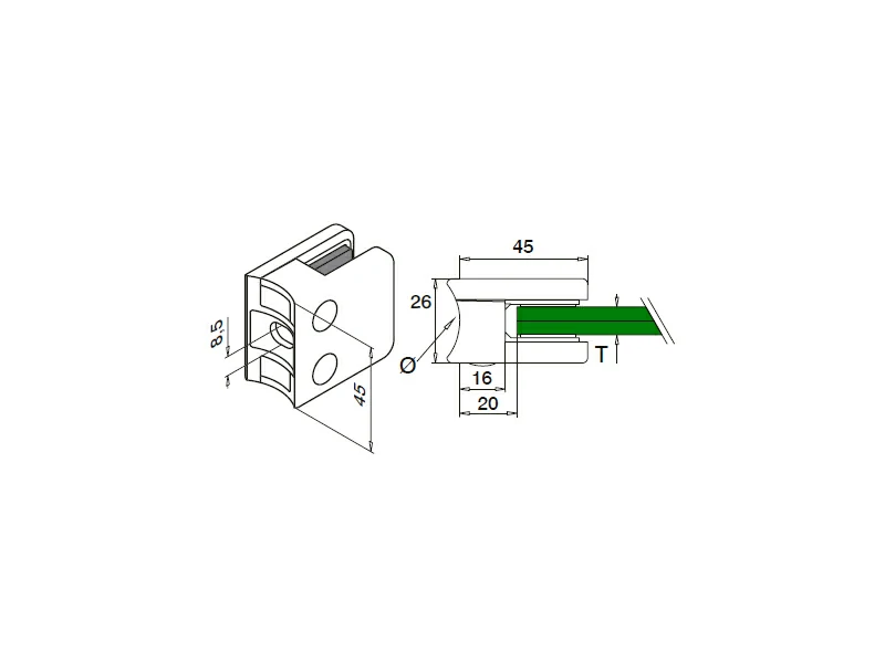 Glass Pool Fence Clamps Square Type Structure