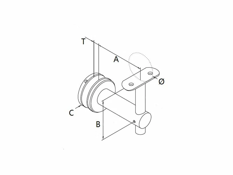 Round Glass Mounted Bracket Structure