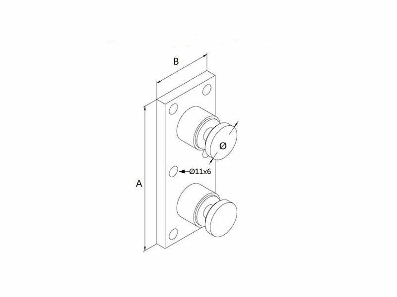 Glass Rail Standoff Fitting with Mounting Plate Structure
