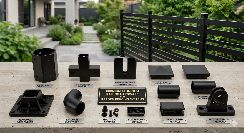 Aluminum Railing Hardware for Garden fencing systems